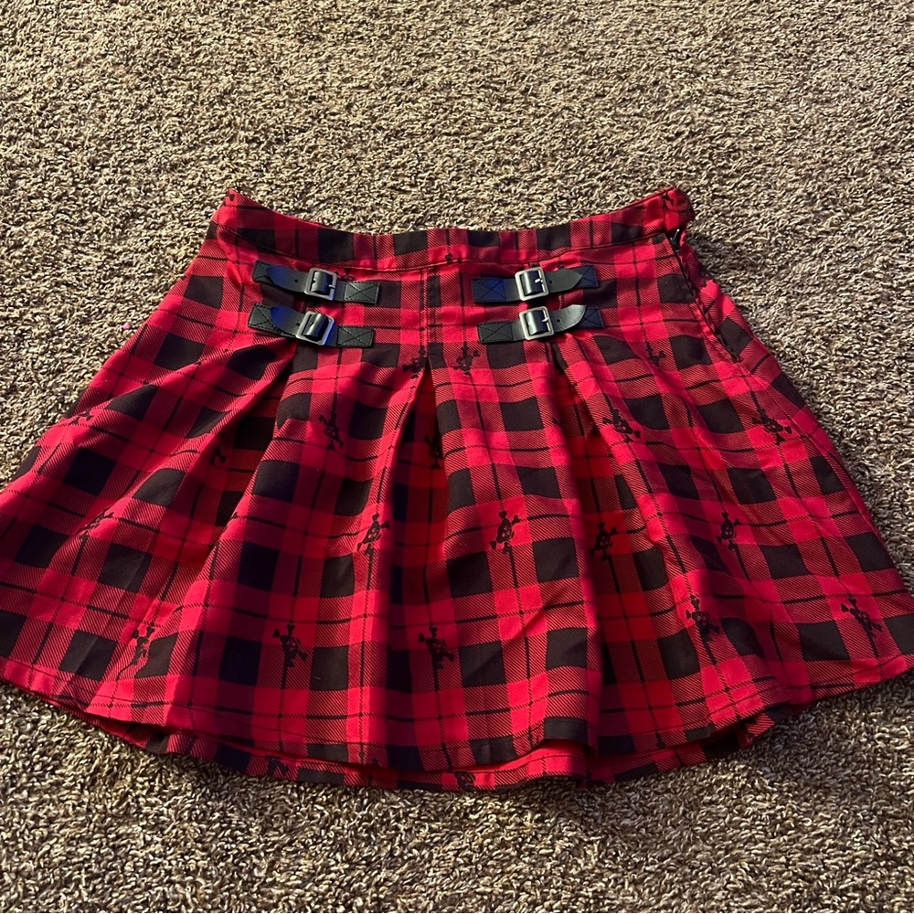 Hot Topic Build a Bear Red Skulls Mini Skirt